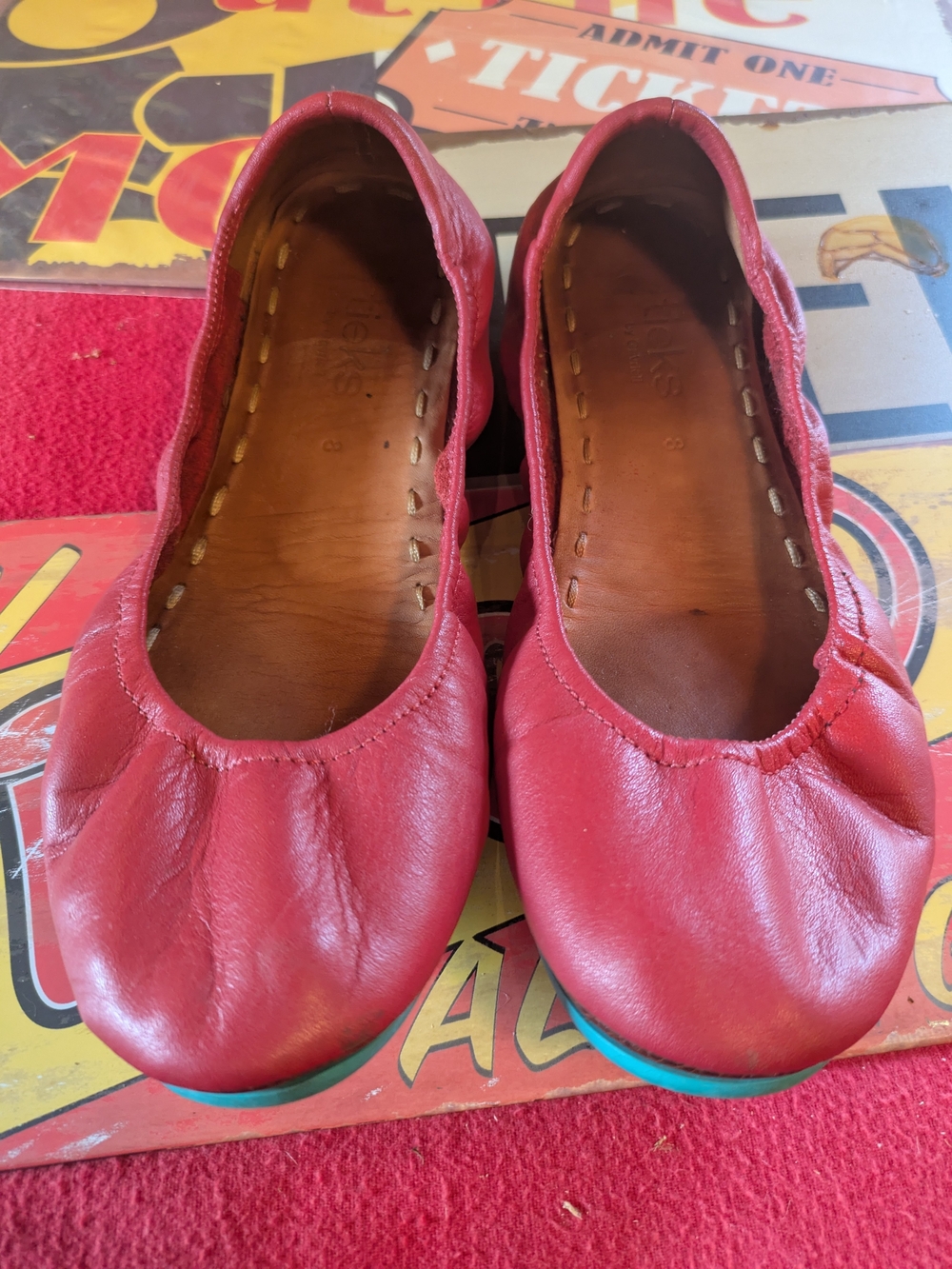 Tieks Women's Red Leather Ballet Flats